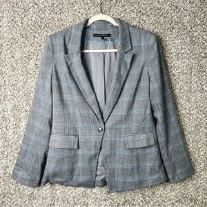 WHBM White House Black Market Blazer Women’s 10 Gray Plaid 1-Button Jacket